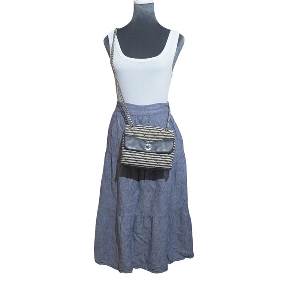 Kate Spade Natalia Medium Quilted Striped Nautical Navy White Silver Chain PRKIN - Picture 3 of 16